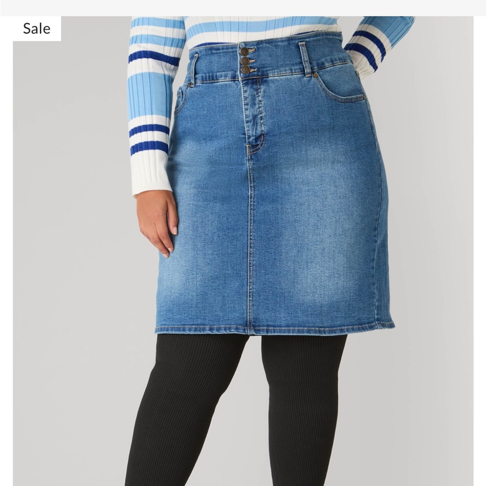 NWT Ashley Stewart Blue Denim Pencil Skirt